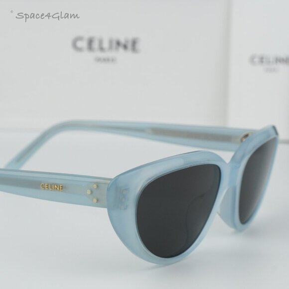 BRAND NEW Celine CL40220U 84A THIN Light Blue Grey Cat Eye Women Sunglasses - Picture 4 of 9